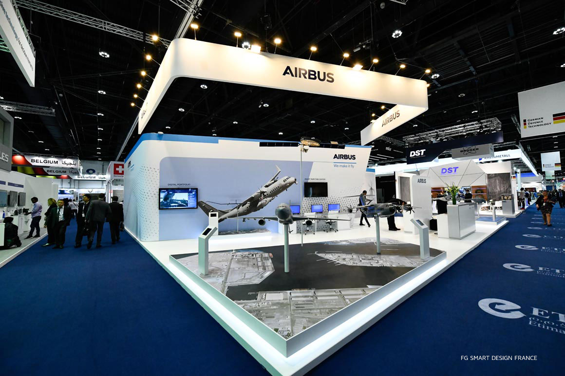 Airbus Exhibition Stand at the International Defence Exhibition and Conference 2019