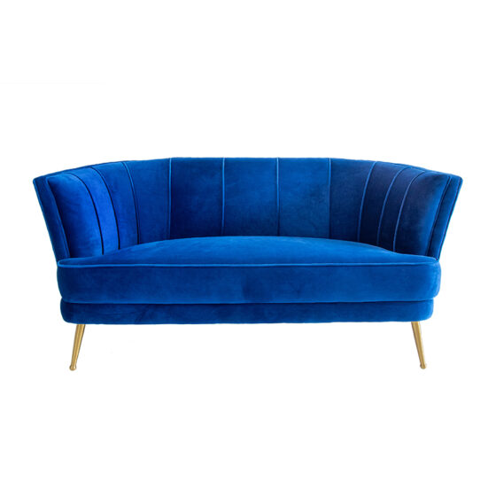 Saray Velvet 2 Seater Sofa Blue