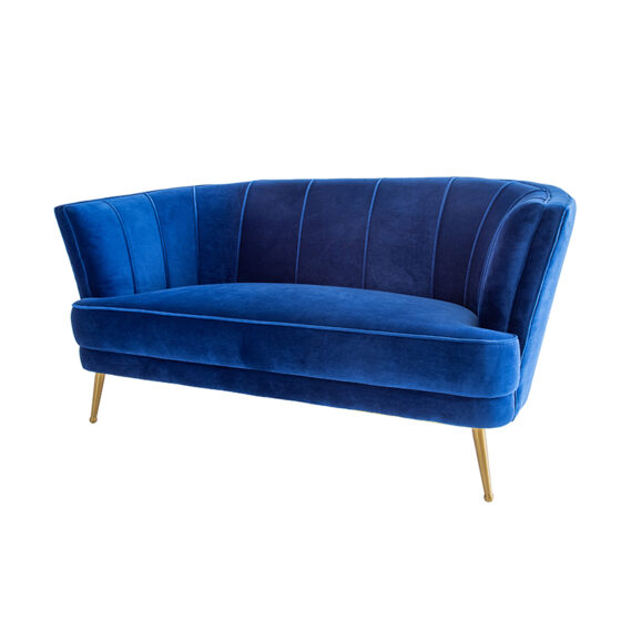 Saray Velvet 2 Seater Sofa in Blue