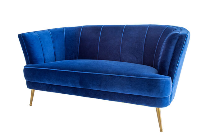Saray Velvet 2 Seater Sofa in Blue