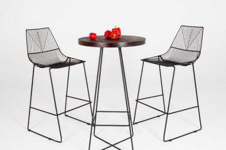 Loft Wood Top Cocktail Table & 2 Geometric stool black-Electra Solutions