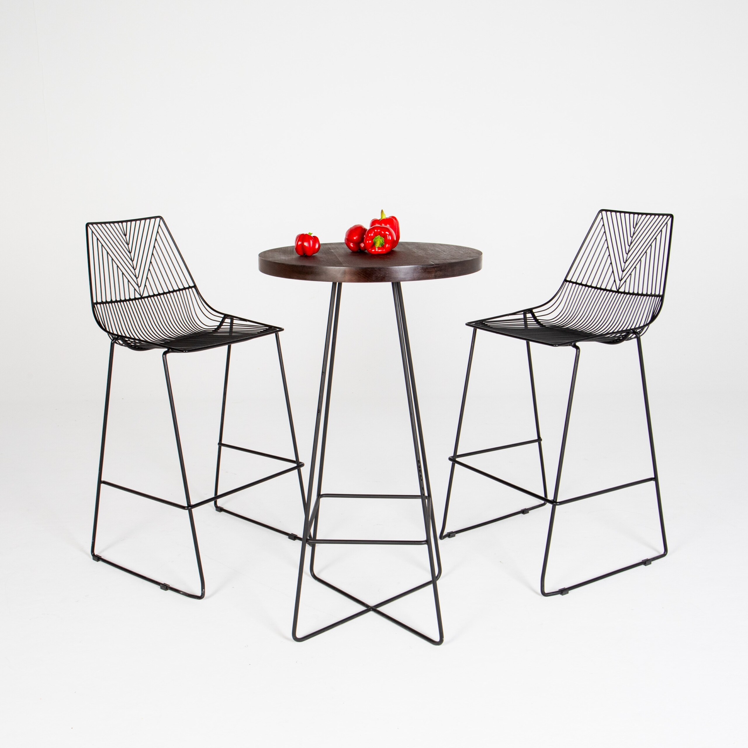 Loft Wood Top Cocktail Table & 2 Geometric stool black-Electra Solutions