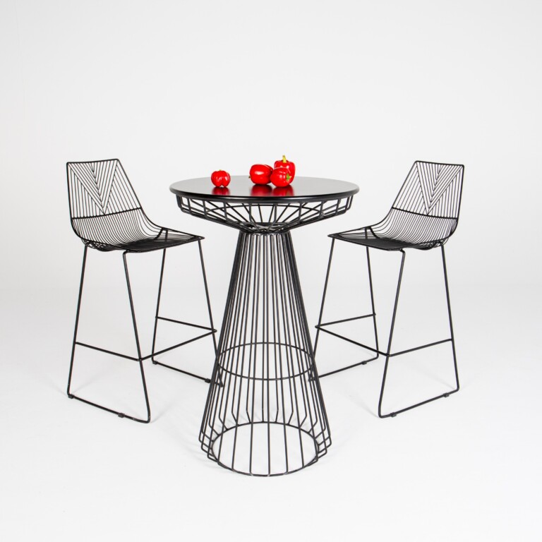 Geometric stool & table black-Electra Exhibitions