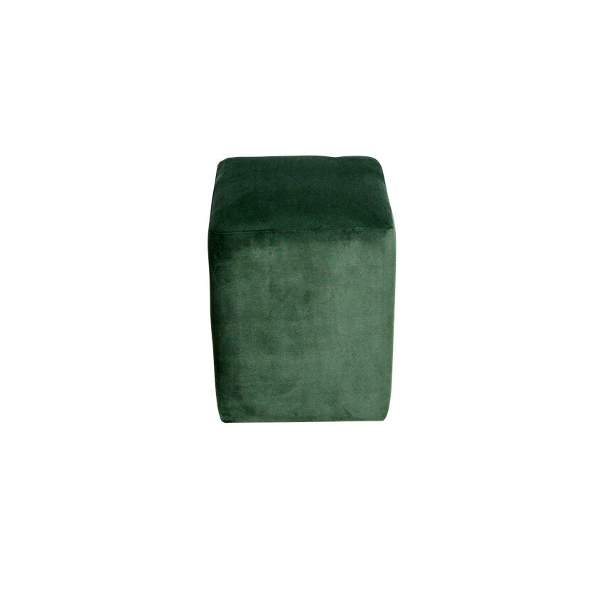 Velvet Single Seat Pouf - Dark Green