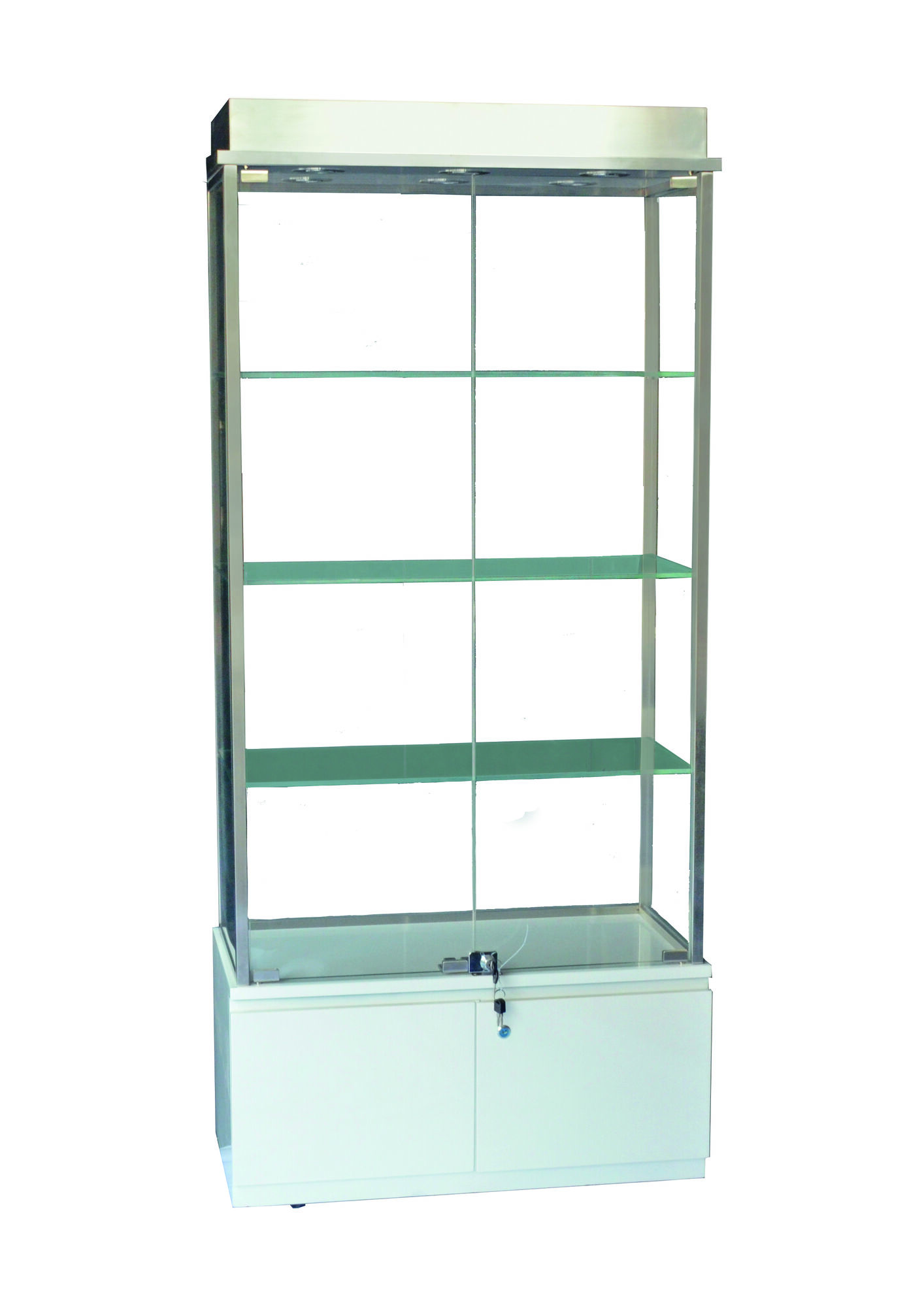GLASS TALL SHOWCASE WITH CABINET