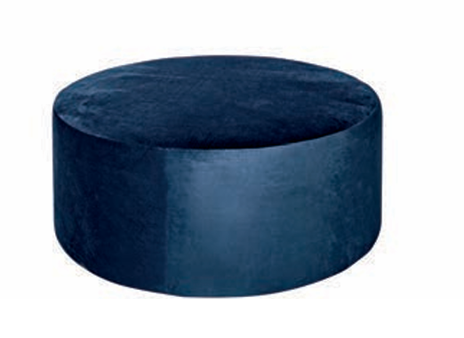 ROUND OTTOMAN VELVET - ROYAL BLUE