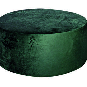 ROUND OTTOMAN VELVET - DARK GREEN