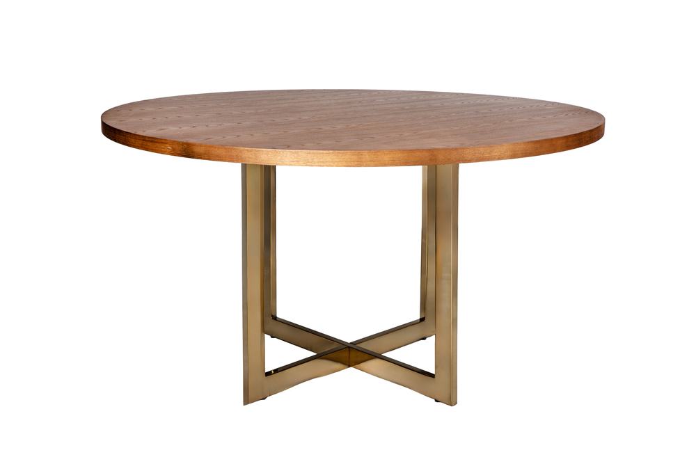 Elen Round Dining Table Walnut - Gold