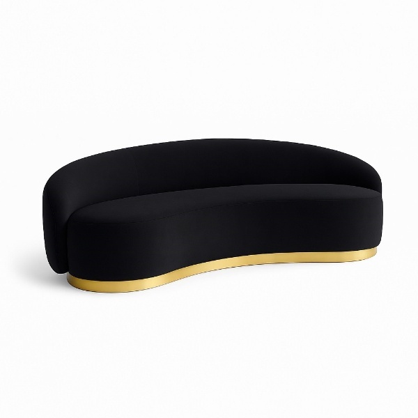 Luna Curved Sofa Black